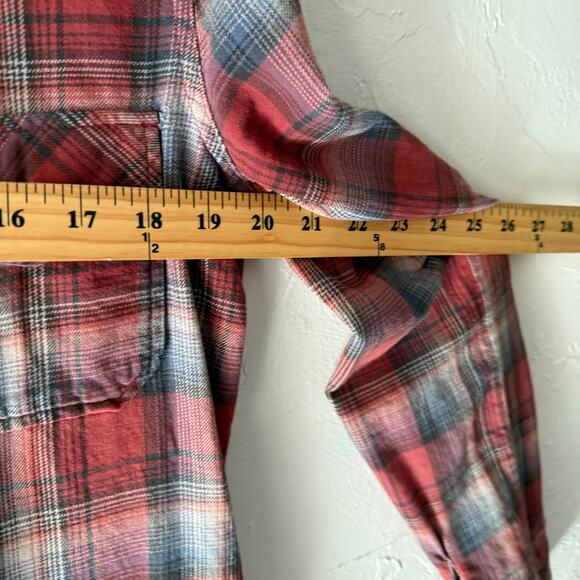 Current/Elliott Red Plaid Flannel Shirt Women Small 100% Cotton Western Grunge - Picture 7 of 8